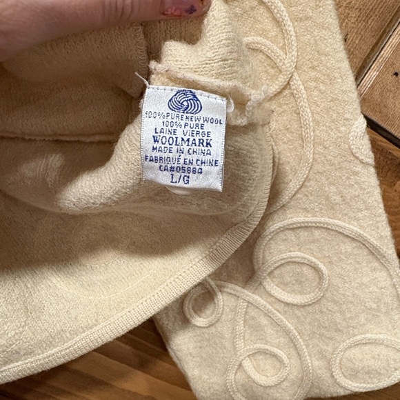 Tabi Cream Women's Button Up Cardigan Large 100% Pure New Wool WOOLMARK - Picture 7 of 11